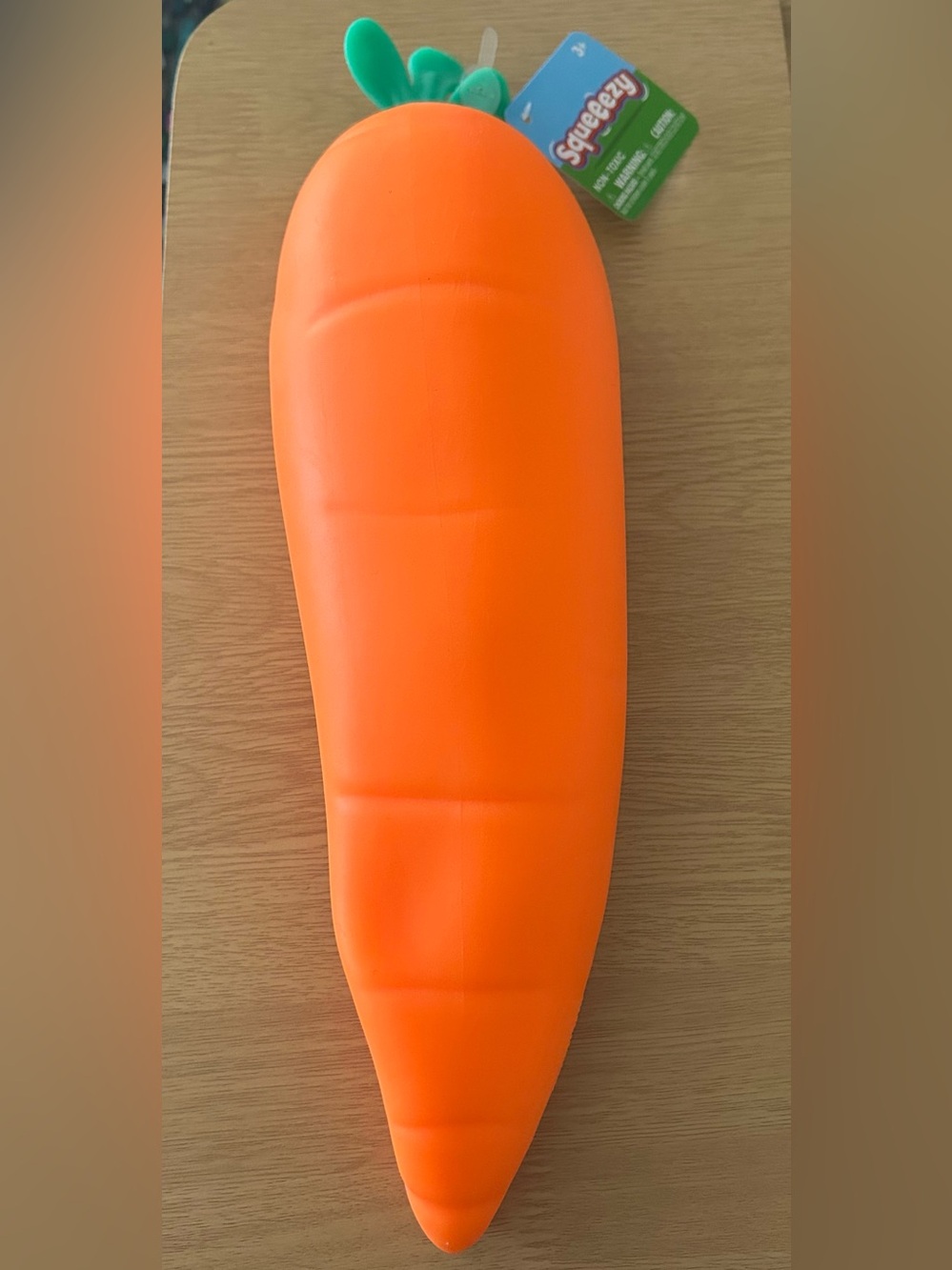 Brand New Jumbo Squeezy Carrot Squishy - Bright Orange with Green Top